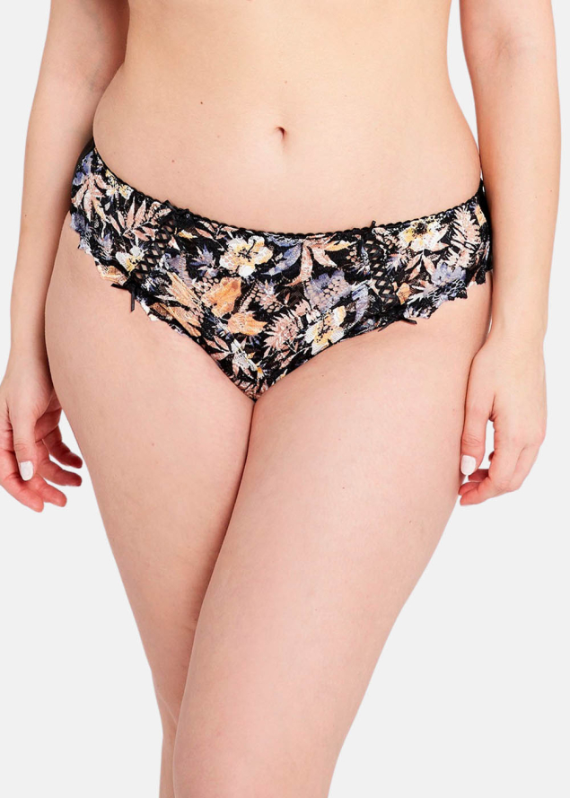 Slip Sans Complexe Imprim Floral Fond Noir